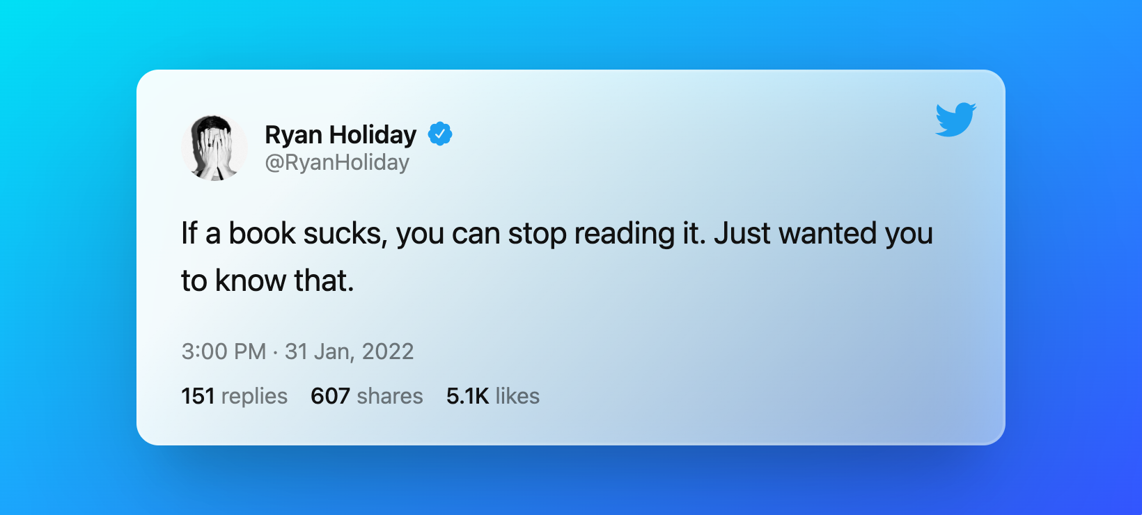 Tweet - you can stop reading bad books
